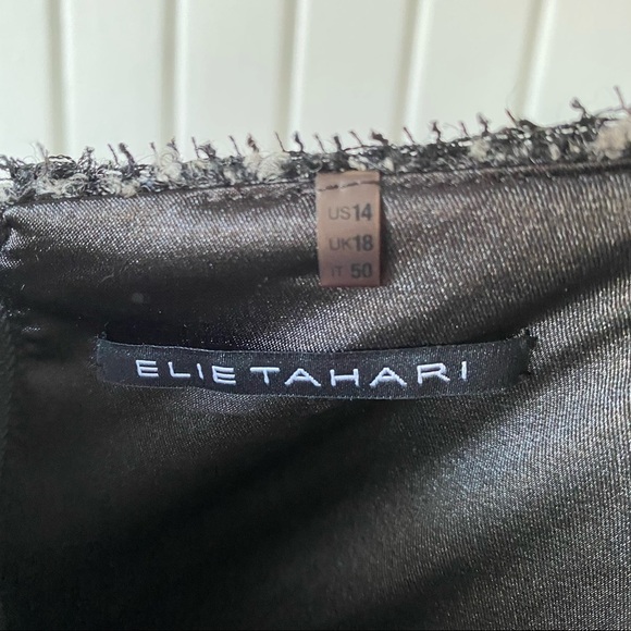 Elie Tahari Boucle Lace Black Gray (Grey) Leopard Sleeveless Sheath Dress Sz 14 - Picture 6 of 15